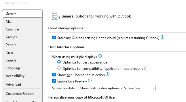 Roaming Signatures in Outlook for Windows