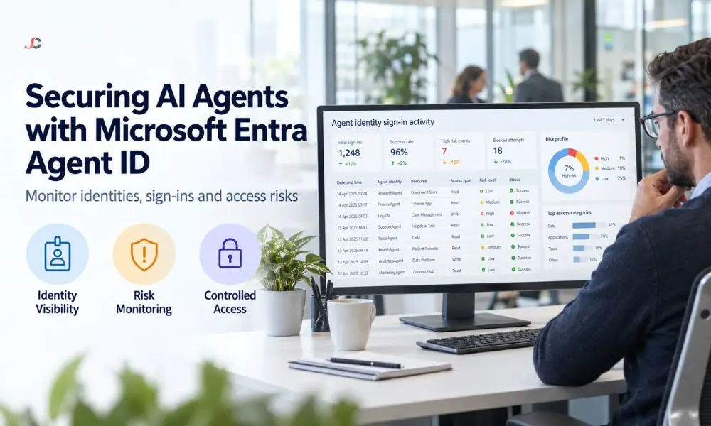 Microsoft Entra Agent ID: Securing Non-Human Identities as AI Agents Enter Your Business 1 IT admin reviewing Microsoft Entra Agent ID sign-in logs in the Entra admin centre for AI agent security.